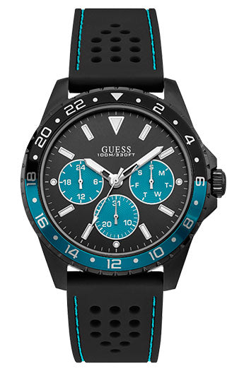  Shop Authentic Guess Odyssey Quartz Black Dial Black Leather Strap Watch For Men - W1108G5 - Luxxuri