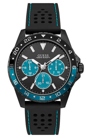  Shop Authentic Guess Odyssey Quartz Black Dial Black Leather Strap Watch For Men - W1108G5 - Luxxuri