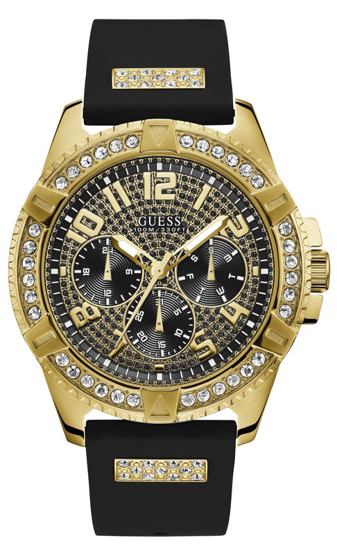  Shop Authentic Guess Frontier Crystals Black Dial Black Silicone Strap Watch For Men - W1132G1 - Luxxuri