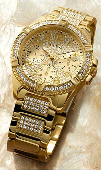  Shop Authentic Guess Frontier Diamonds Gold Dial Gold Steel Strap Watch For Women - W1156L2 - Luxxuri