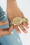  Shop Authentic Guess Frontier Diamonds Gold Dial Gold Steel Strap Watch For Women - W1156L2 - Luxxuri