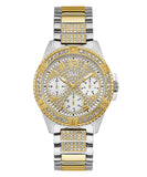  Shop Authentic Guess Frontier Chronograph Crystals Gold Dial Two Tone Steel Strap Watch For Women - W1156L5 - Luxxuri
