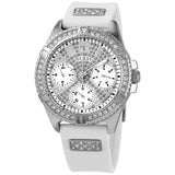  Shop Authentic Guess Frontier Diamonds Silver Dial White Rubber Strap Watch For Women - W1160L4 - Luxxuri
