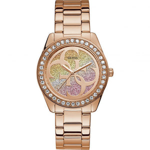  Shop Authentic Guess G Twist Diamonds Rose Gold Dial Rose Gold Steel Strap Watch For Women - W1201L3 - Luxxuri