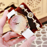  Shop Authentic Guess Crush Crystals Gold Dial White Rubber Strap Watch for Women - W1223L3 - Luxxuri