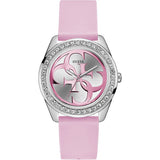  Shop Authentic Guess G-Twist Diamonds Silver Dial Pink Rubber Strap Watch for Women - W1240L1 - Luxxuri