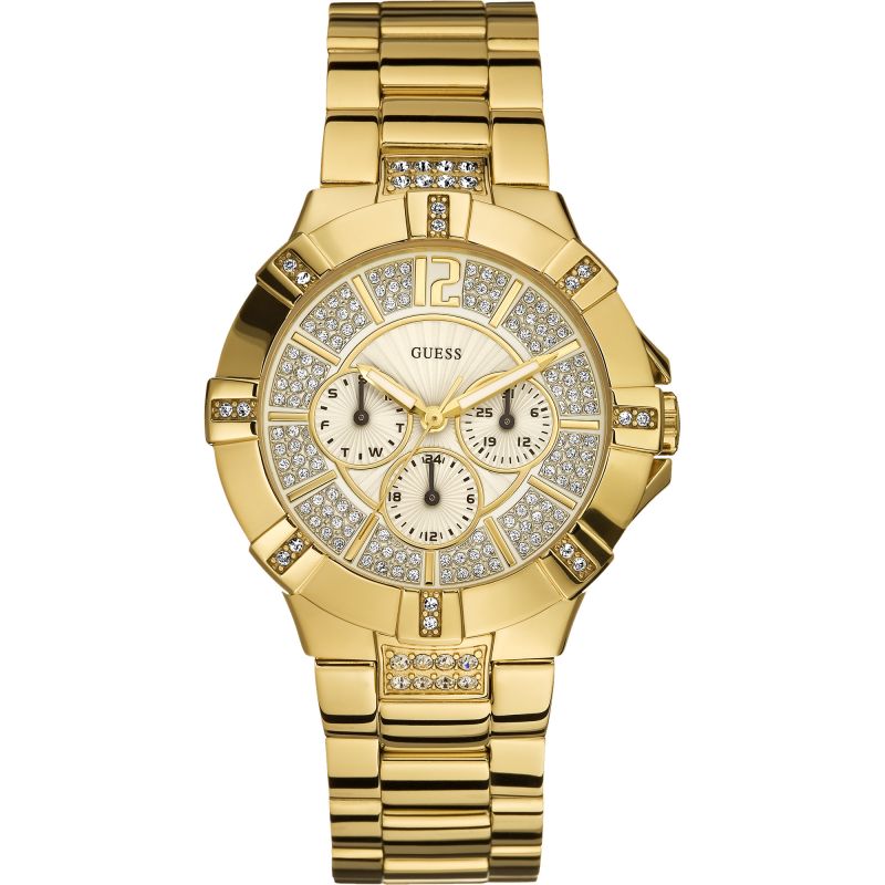  Shop Authentic Guess Vista Diamonds Gold Dial Gold Steel Strap Watch for Women - W13573L1 - Luxxuri