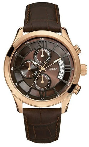  Shop Authentic Guess Analog Chronograph Brown Dial Brown Leather Strap Watch For Men - W14052G2 - Luxxuri