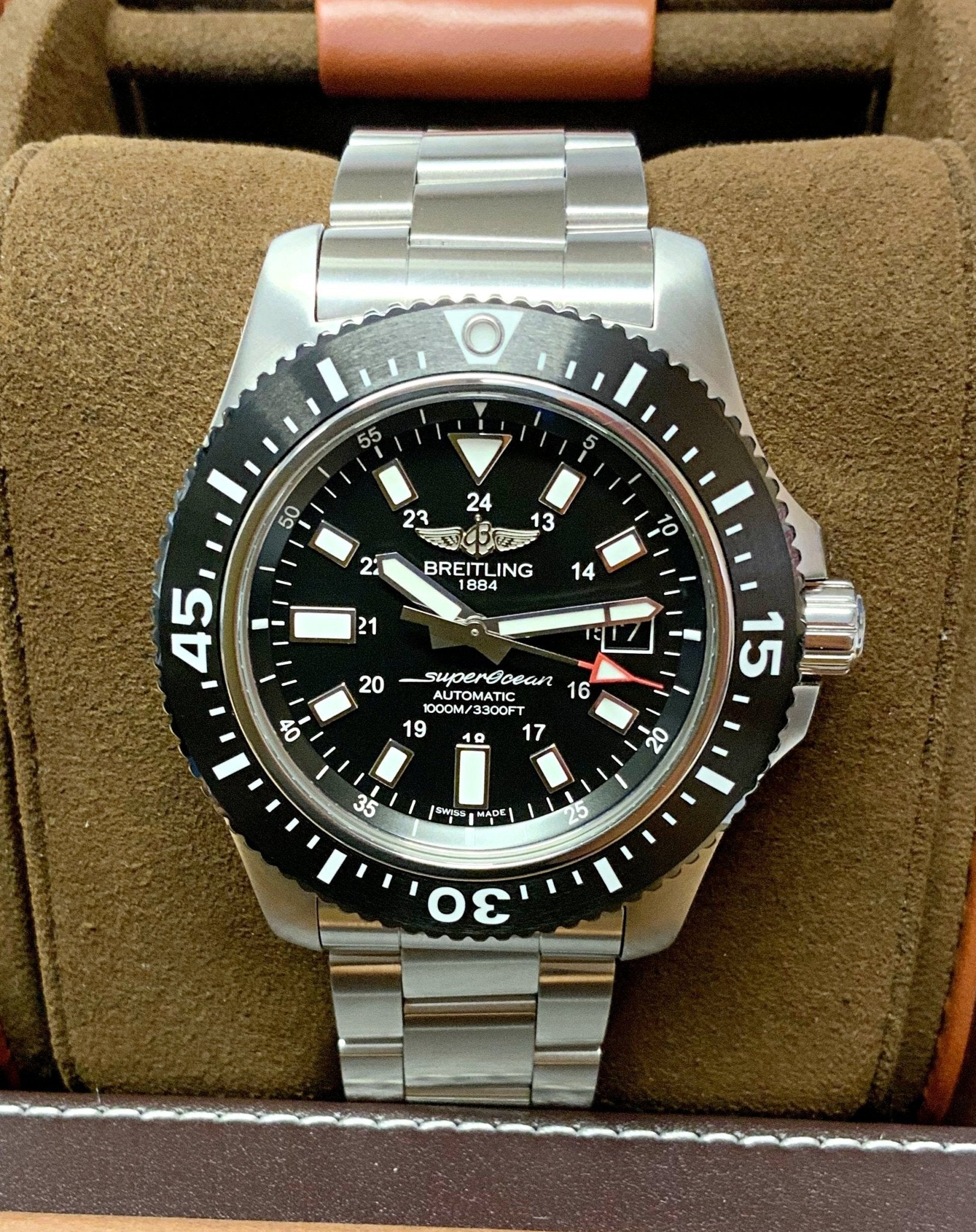  Shop Authentic Breitling Superocean II Special 44mm Black Dial Silver Steel Strap Watch for Men - Y1739310/BF45/162A - Luxxuri