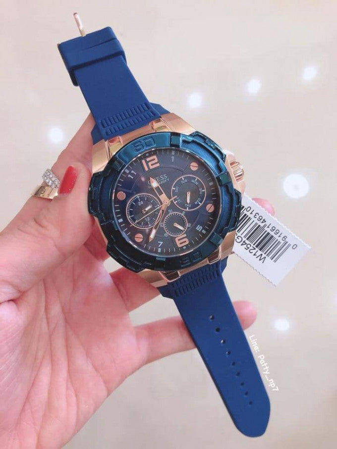  Shop Authentic Guess Genesis Quartz Blue Dial Blue Silicone Strap Watch For Men - W1254G3 - Luxxuri