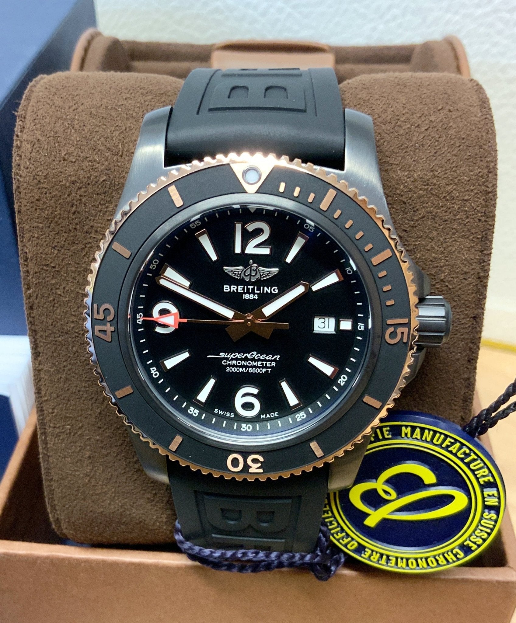  Shop Authentic Breitling Superocean Automatic 46mm Black Dial Black Rubber Strap Watch for Men - U17368221B1S1 - Luxxuri