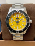  Shop Authentic Breitling Superocean II Automatic 44mm Yellow Dial Silver Steel Strap Watch for Men - A17367021I1A1 - Luxxuri