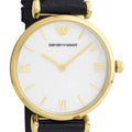  Shop Authentic Emporio Armani Gianni T-Bar Quartz Mother of Pearl Dial Black Leather Strap Watch For Women - AR1910 - Luxxuri