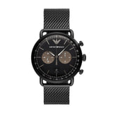  Shop Authentic Emporio Armani Aviator Black Dial Black Mesh Bracelet Watch For Men - AR11142 - Luxxuri