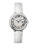  Shop Authentic Cartier Ballon Bleu De Cartier Silver Dial White Leather Strap Watch for Women - W6920086 - Luxxuri