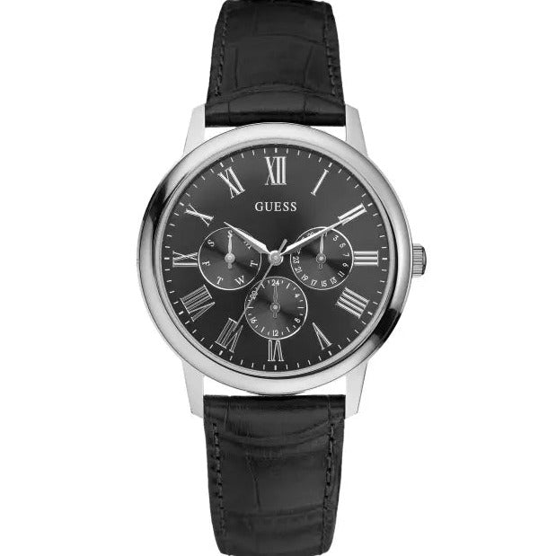  Shop Authentic Guess Wafer Analog Black Dial Black Leather Strap Watch For Men - W70016G1 - Luxxuri