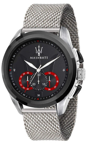  Shop Authentic Maserati Traguardo Black Dial Silver Mesh Bracelet Watch For Men - R8873612005 - Luxxuri
