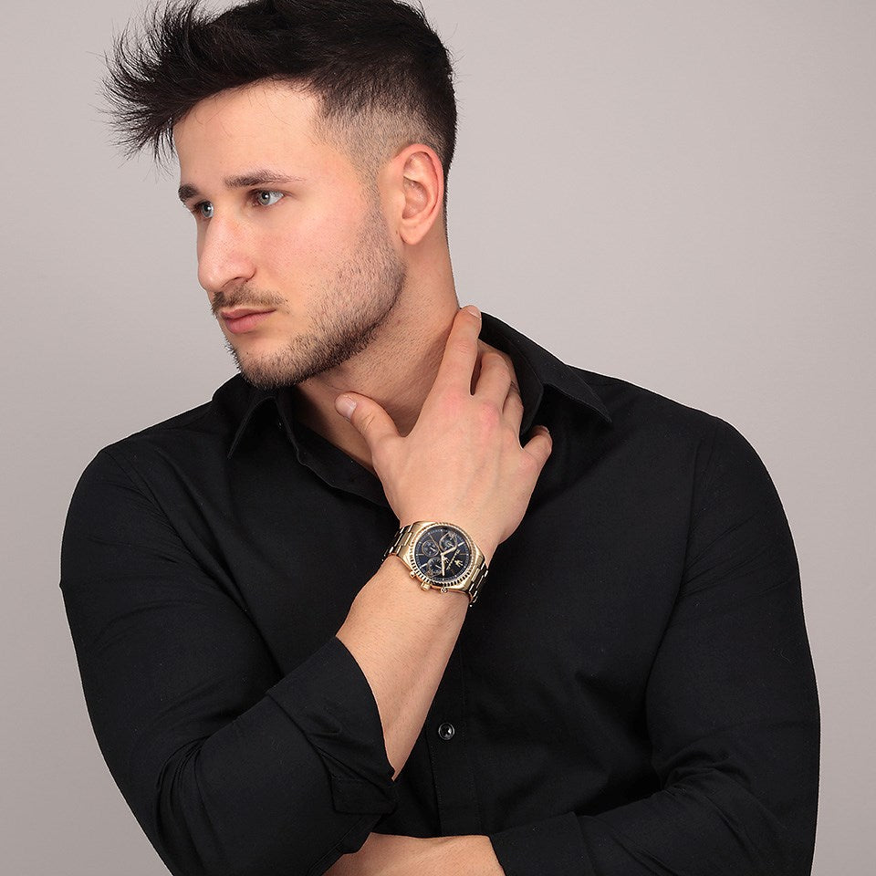  Shop Authentic Maserati Competizione Chronograph Blue Dial Gold Steel Strap Watch For Men - R8853100026 - Luxxuri