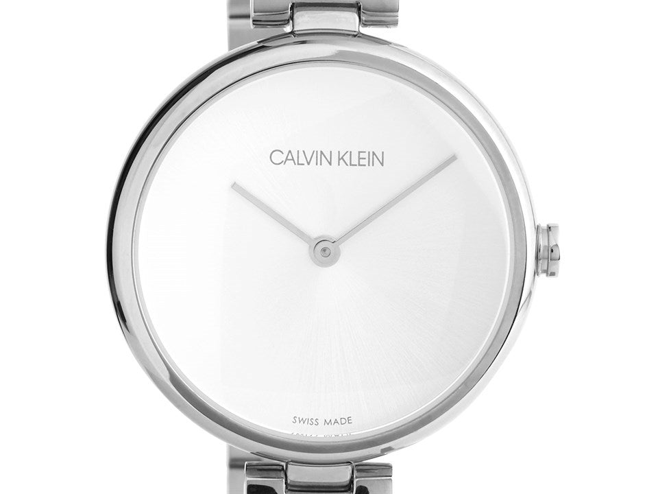  Shop Authentic Calvin Klein Wavy Silver Dial Silver Steel Strap Watch for Women - K9U23146 - Luxxuri
