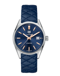  Shop Authentic Tag Heuer Carrera Quartz Blue Dial Blue Calfskin Leather Strap Watch for Women - WAR1112.FC6391 - Luxxuri