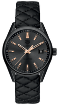 Tag Heuer Carrera Special Edition Black Dial Black Leather Strap Watch for Women - WAR1113.FC6392
