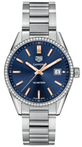 Tag Heuer Carrera Quartz Diamonds Blue Dial Silver Steel Strap Watch for Women - WAR1114.BA0601