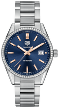 Tag Heuer Carrera Quartz Diamonds Blue Dial Silver Steel Strap Watch for Women - WAR1114.BA0601
