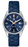  Shop Authentic Tag Heuer Carrera Quartz Diamonds Blue Dial Blue Leather Strap Watch for Women - WAR1114.FC6391 - Luxxuri