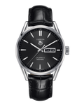  Shop Authentic Tag Heuer Carrera Automatic 41mm Black Dial Black Leather Strap Watch for Men - WAR201A.FC6266 - Luxxuri
