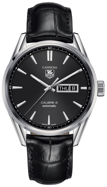  Shop Authentic Tag Heuer Carrera Automatic 41mm Black Dial Black Leather Strap Watch for Men - WAR201A.FC6266 - Luxxuri