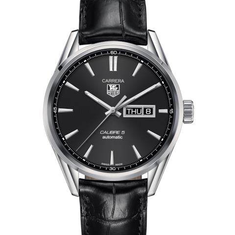 Shop Authentic Tag Heuer Carrera Automatic 41mm Black Dial Black Leather Strap Watch for Men - WAR201A.FC6266 - Luxxuri
