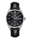  Shop Authentic Tag Heuer Carrera Automatic 41mm Black Dial Black Leather Strap Watch for Men - WAR201A.FC6266 - Luxxuri