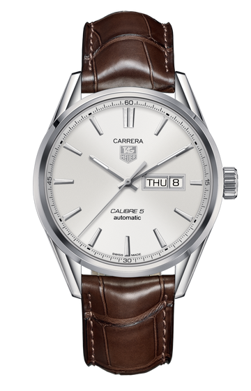  Shop Authentic Tag Heuer Carrera Calibre 5 Automatic White Dial Brown Leather Strap Watch for Men - WAR201B.FC6291 - Luxxuri