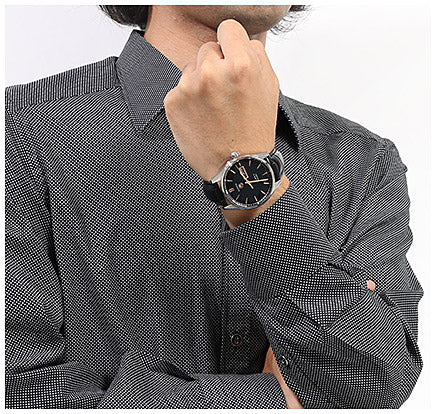 Tag Heuer Carrera Calibre 5 Automatic Black Dial Black Leather Strap Watch for Men - WAR201C.FC6266