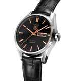  Shop Authentic Tag Heuer Carrera Calibre 5 Automatic Black Dial Black Leather Strap Watch for Men - WAR201C.FC6266 - Luxxuri