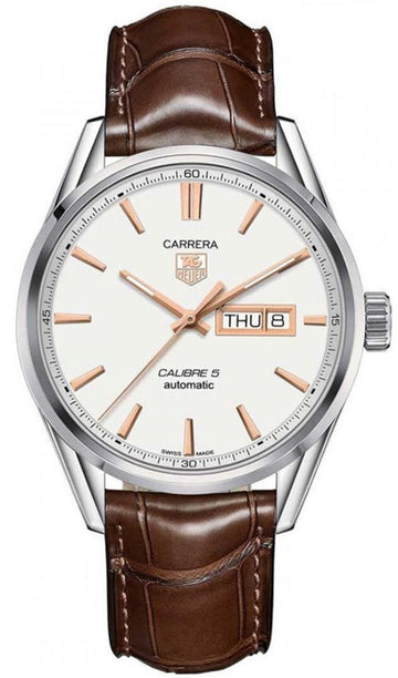  Shop Authentic Tag Heuer Carrera Calibre 5 Automatic White Dial Brown Leather Strap Watch for Men - WAR201D.FC6291 - Luxxuri