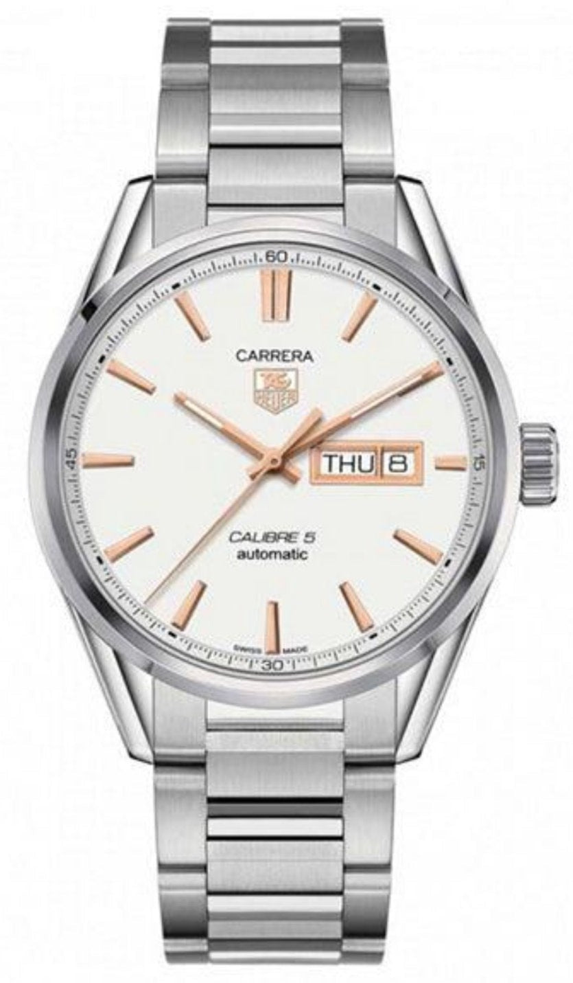  Shop Authentic Tag Heuer Carrera Calibre 5 White Dial Silver Steel Strap Watch for Men - WAR201D.BA0723 - Luxxuri