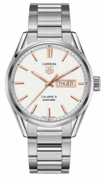  Shop Authentic Tag Heuer Carrera Calibre 5 White Dial Silver Steel Strap Watch for Men - WAR201D.BA0723 - Luxxuri