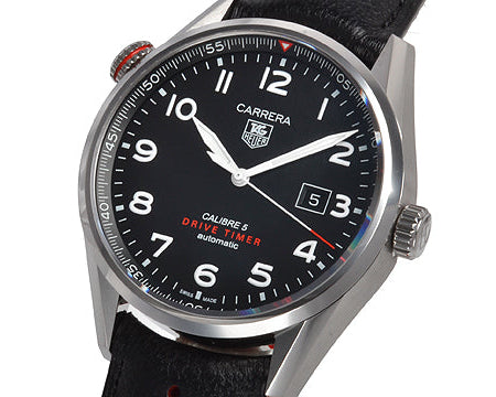  Shop Authentic Tag Heuer Carrera Calibre 5 Drive Timer Black Dial Black Leather Strap Watch for Men - WAR2A10.FC6337 - Luxxuri