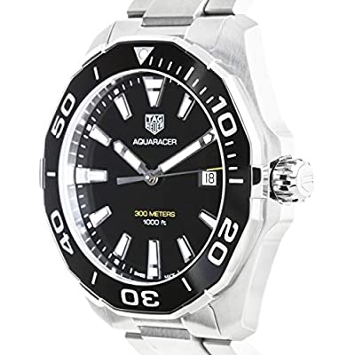  Shop Authentic Tag Heuer Aquaracer Quartz Black Dial Silver Steel Strap Watch for Men - WAY101A.BA0746 - Luxxuri