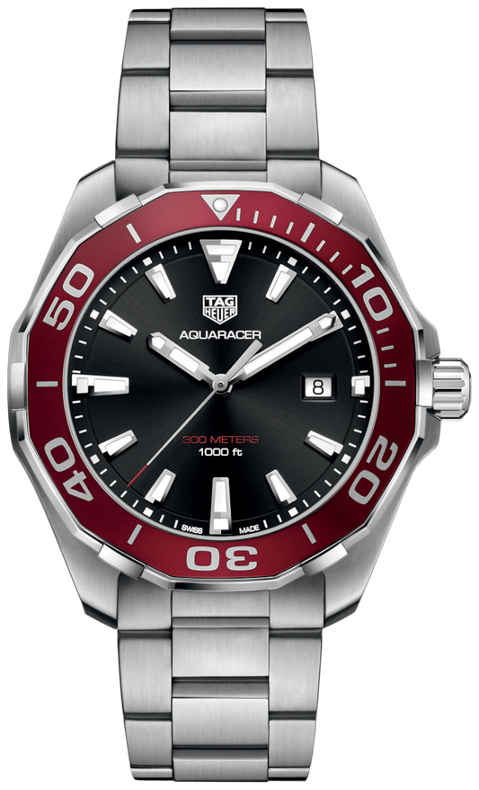  Shop Authentic Tag Heuer Aquaracer Black Dial Silver Steel Strap Watch for Men - WAY101B.BA0746 - Luxxuri