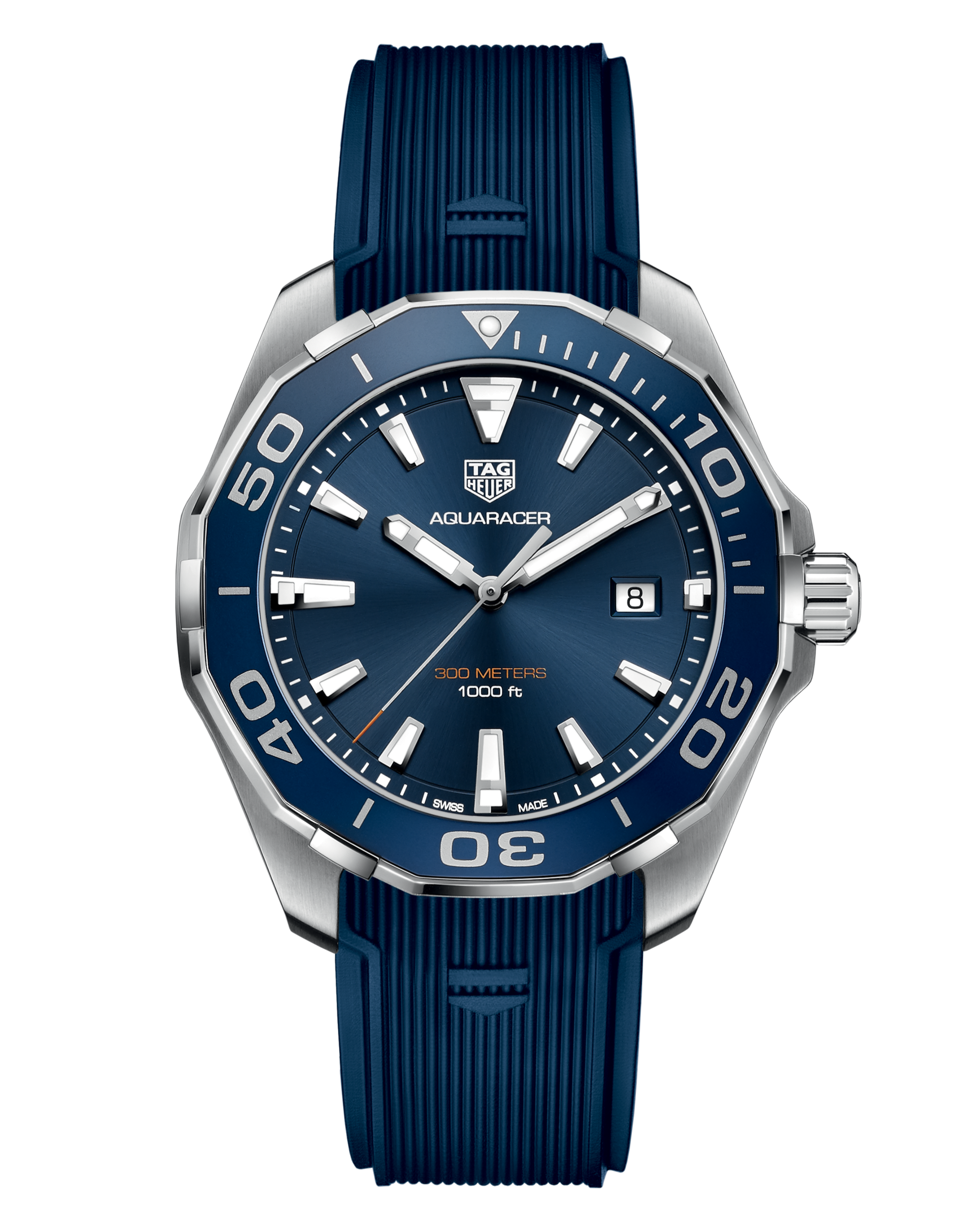 Tag Heuer Aquaracer Quartz Blue Dial Blue Rubber Strap Watch for Men -  WAY101C.FC6153