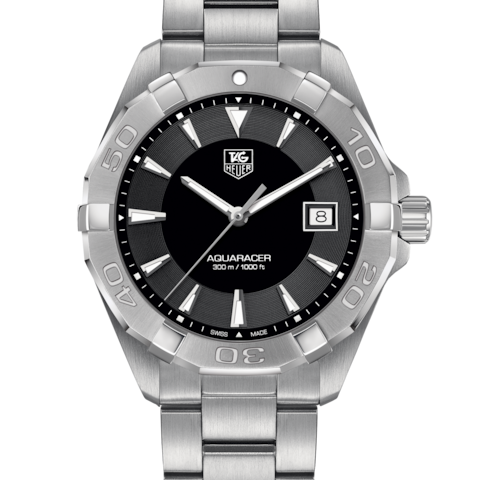  Shop Authentic Tag Heuer Aquaracer Quartz Black Dial Silver Steel Strap Watch for Men - WAY1110.BA0928 - Luxxuri
