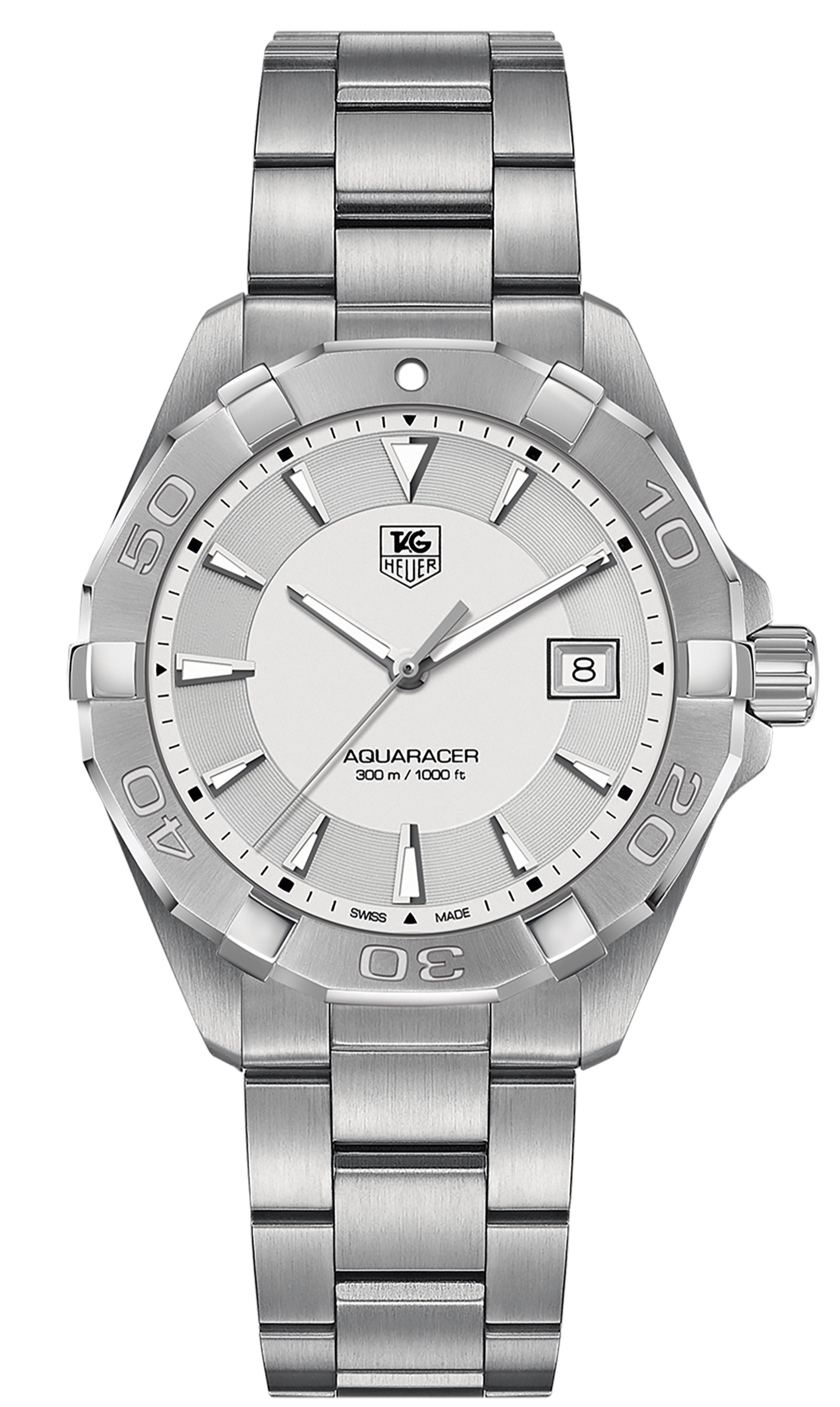  Shop Authentic Tag Heuer Aquaracer Quartz White Dial Silver Steel Strap Watch for Men - WAY1111.BA0928 - Luxxuri
