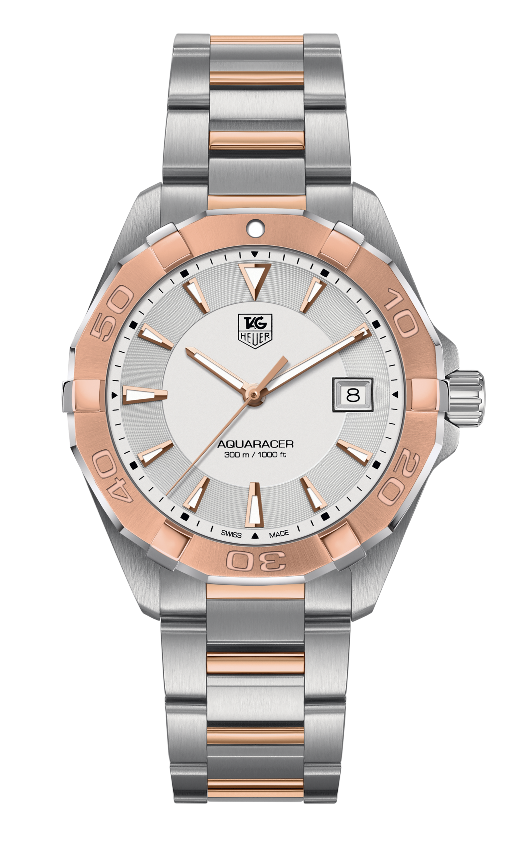 Tag Heuer Aquaracer Quartz White Dial Silver Strap Watch for Men - WAY1150.BD0911