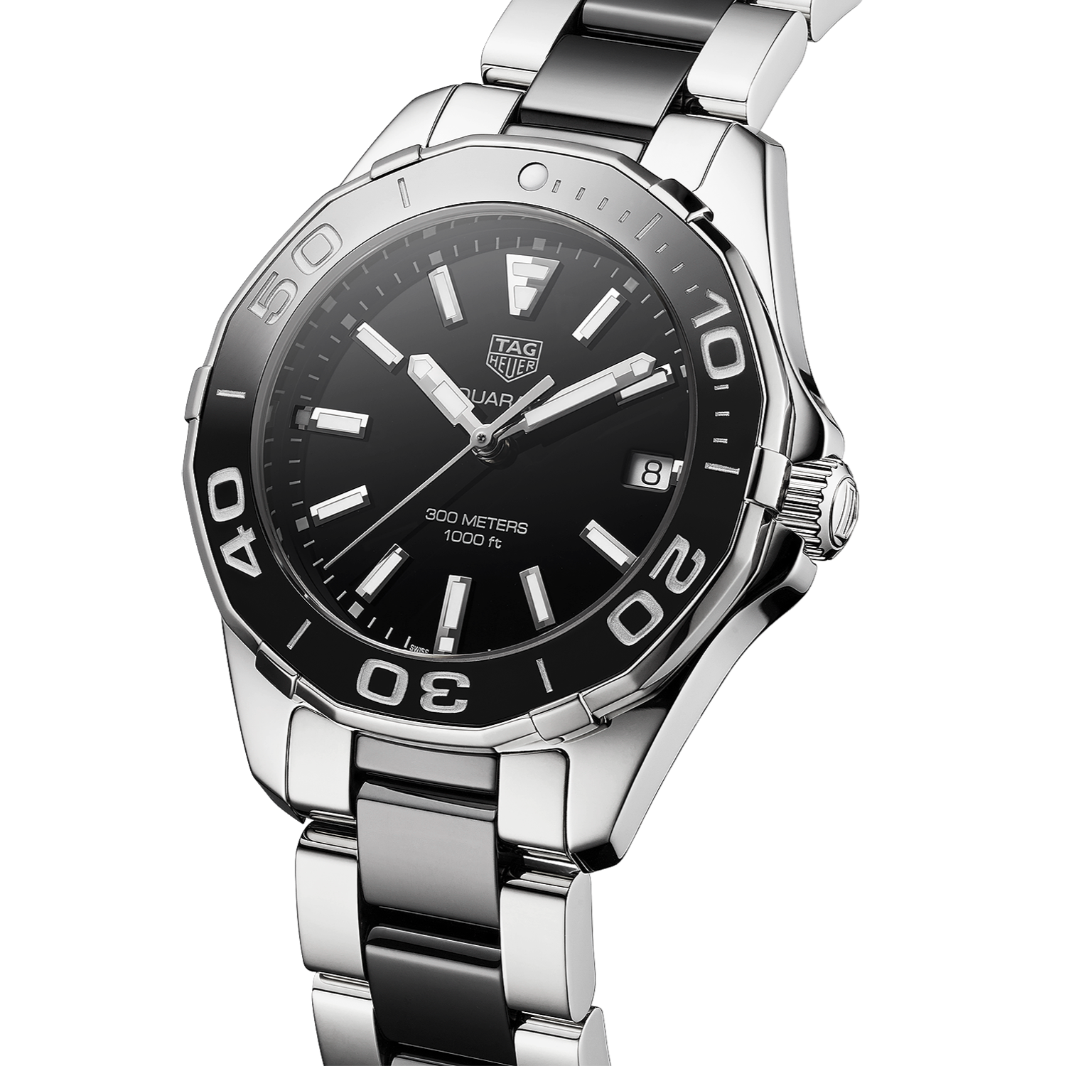  Shop Authentic Tag Heuer Aquaracer Quartz Black Dial Two Tone Steel Strap Watch for Men - WAY131A.BA0913 - Luxxuri