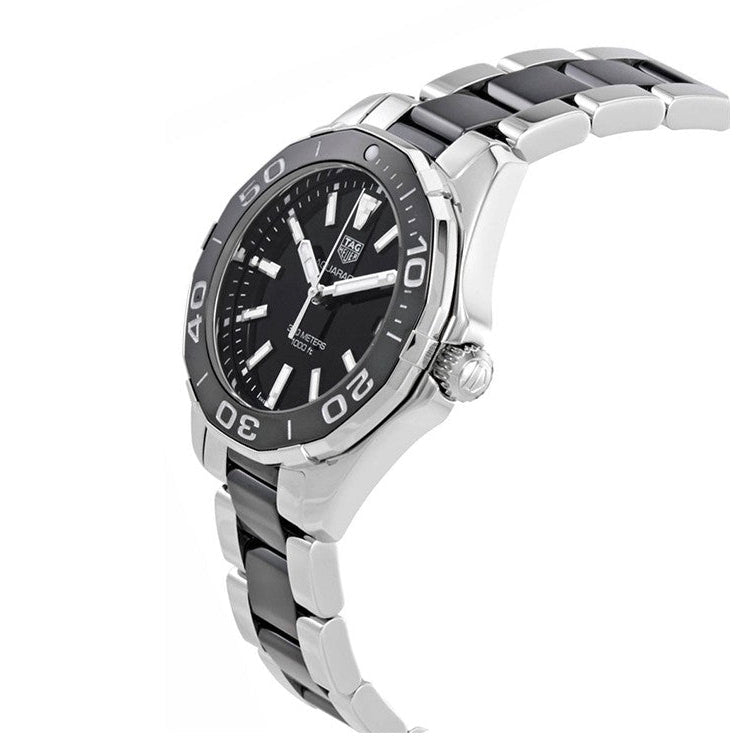  Shop Authentic Tag Heuer Aquaracer Quartz Black Dial Two Tone Steel Strap Watch for Men - WAY131A.BA0913 - Luxxuri
