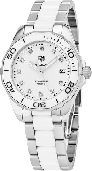  Shop Authentic Tag Heuer Aquaracer Diamonds White Dial Two Tone Steel Strap Watch for Women - WAY131D.BA0914 - Luxxuri