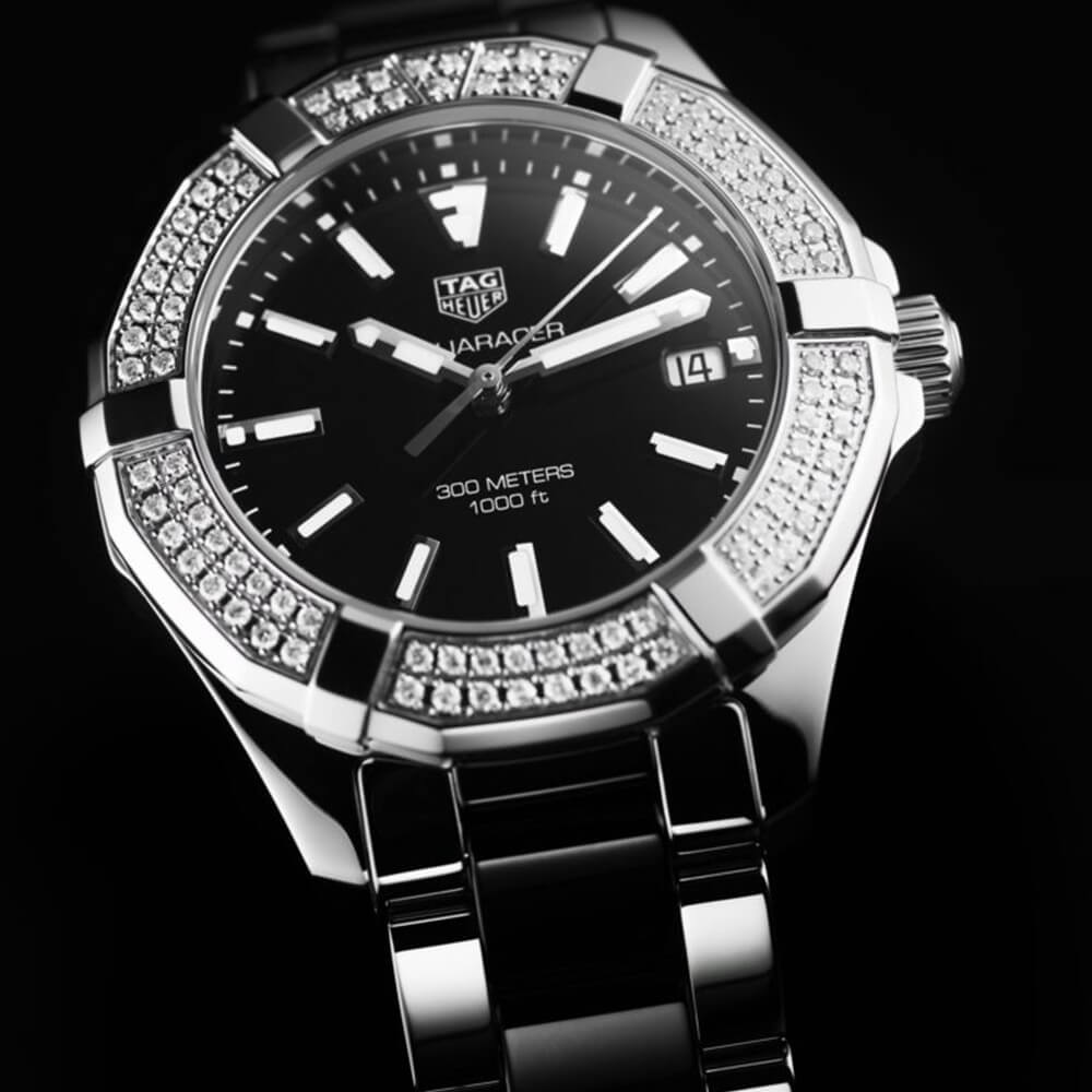  Shop Authentic Tag Heuer Aquaracer Quartz Diamonds Black Dial Two Tone Steel Strap Watch for Men - WAY131E.BA0913 - Luxxuri