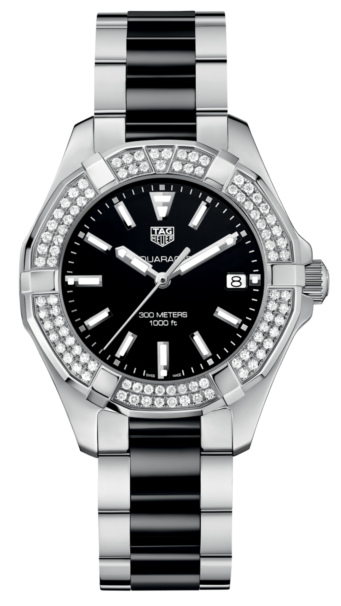  Shop Authentic Tag Heuer Aquaracer Quartz Diamonds Black Dial Two Tone Steel Strap Watch for Men - WAY131E.BA0913 - Luxxuri